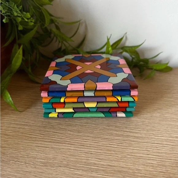 Colorful Geometric Coasters Set - Picture 1 of 5